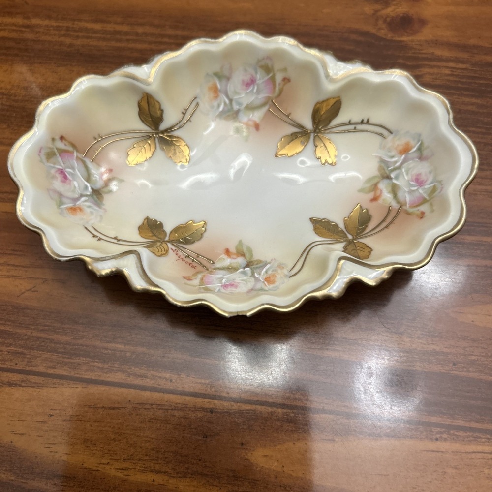 Vintage Royal Innsbruck MZ Austria‎ Hand Painted Oval Trinket Bowl 6 Inches